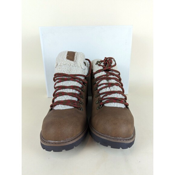 Sun Stone Glenn Lace Up Boots Mens 9 M Tan Faux Leather Fleece Shoes NWB main image 4